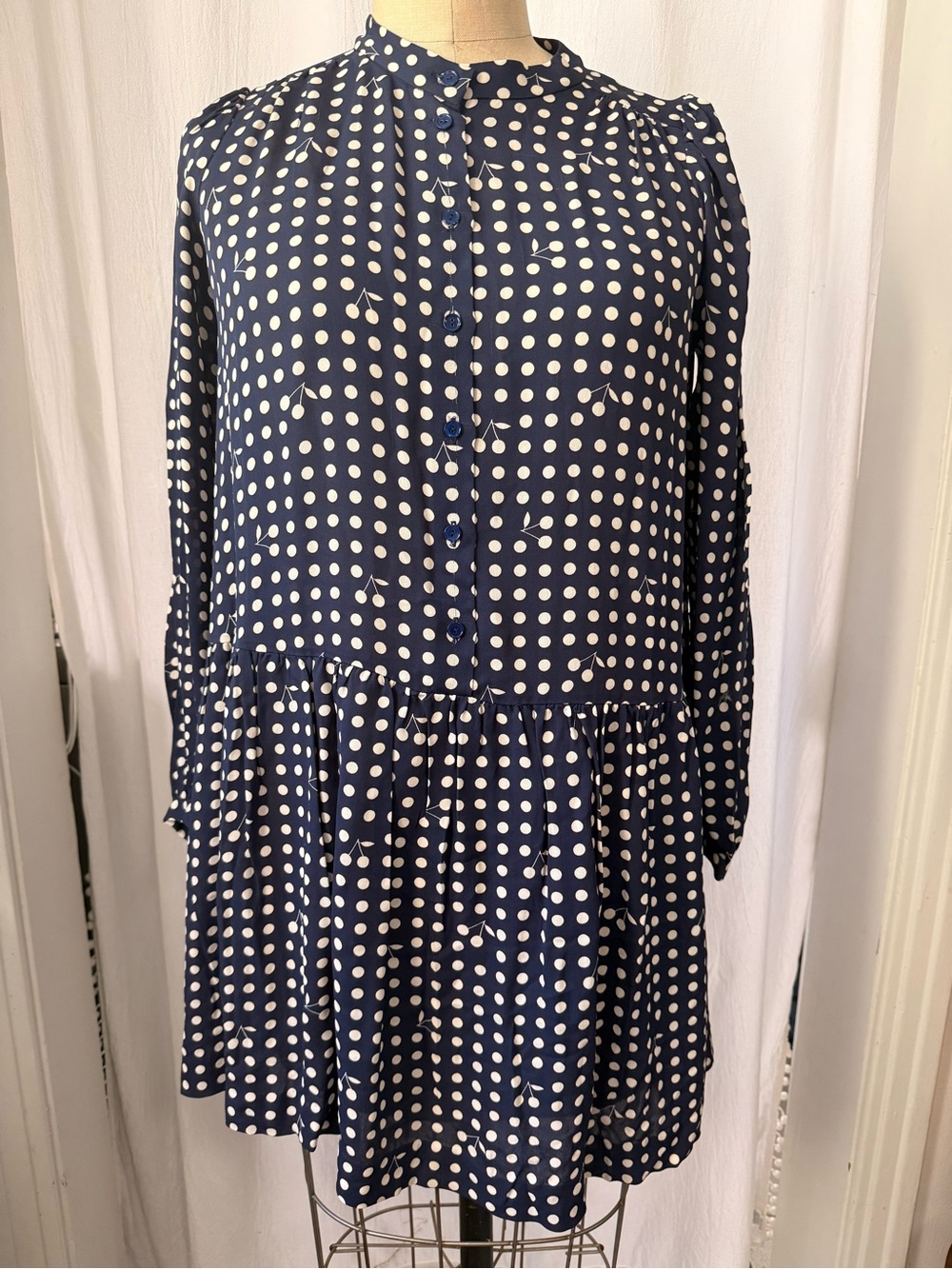 Girls, Bonpoint Cherry Polka Dot Print Dress, sz 14